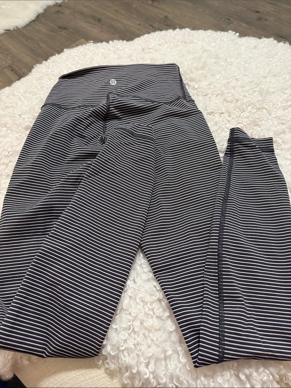 lululemon athletica Black & White Striped High-Rise Leggings